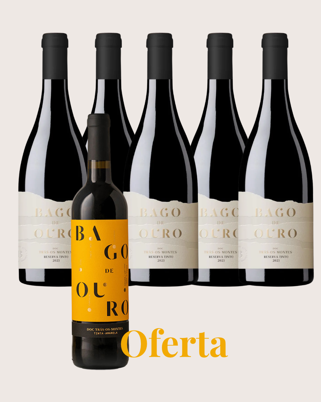 5 Garrafas Bago de Ouro Reserva Tinto 2023 + Oferta 1 garrafa de Tinta Amarela