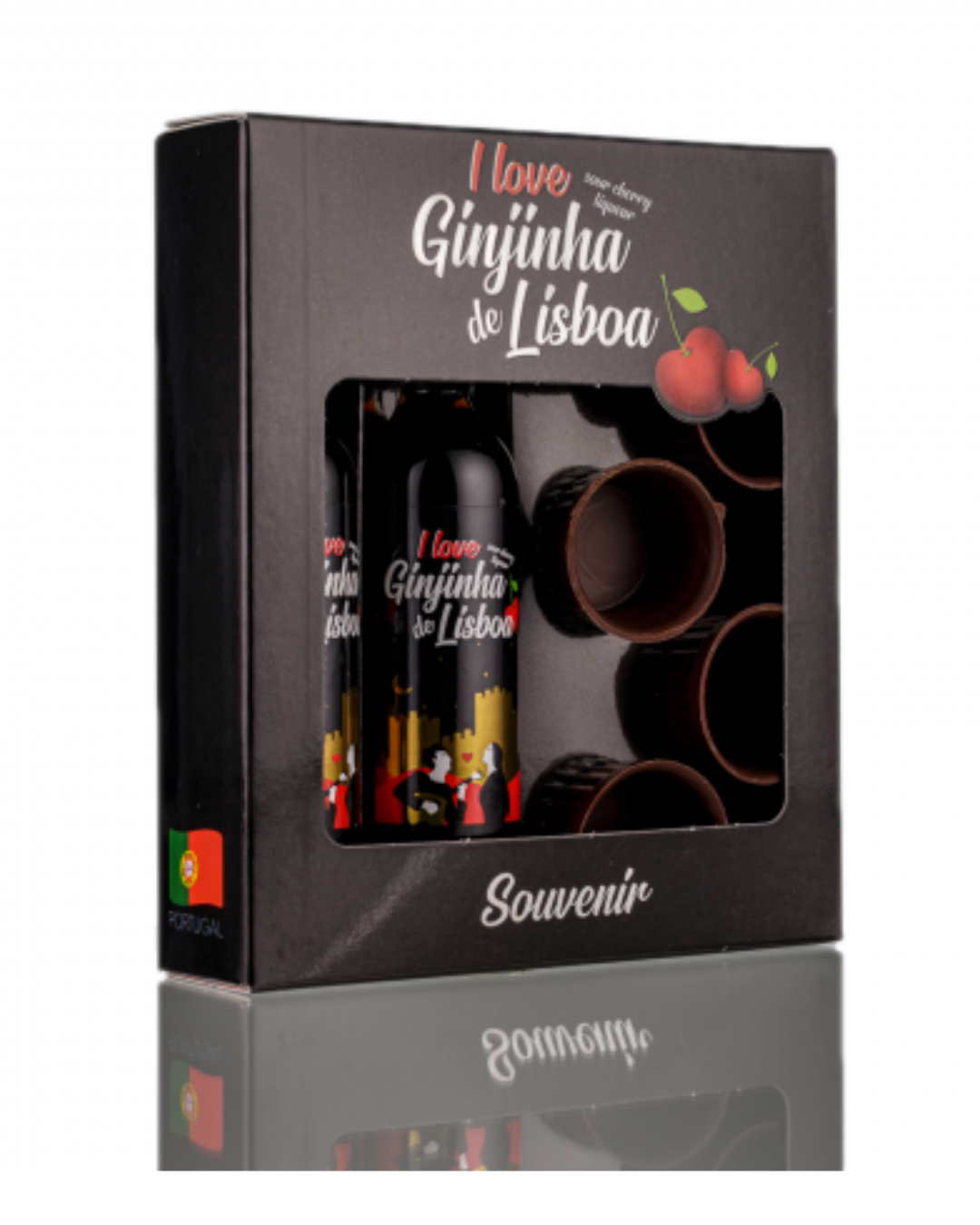 I Love Ginjinha de Lisboa 2 Miniaturas + 5 Copos